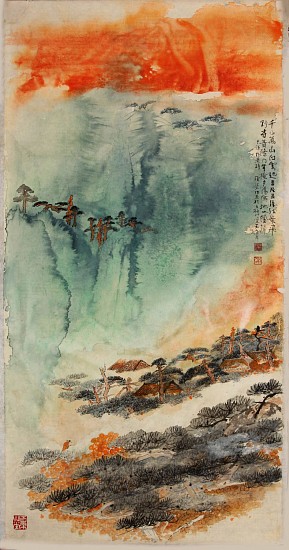 Hou Beiren, Temple in Dusk
1992, Ink and Color on Paper