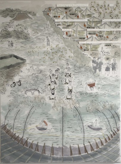 He Kunlin, Jiang Xi Flood A
2016, Acrylic and ink drawing on three layers (muslin, mylar, and acrylic sheet)
